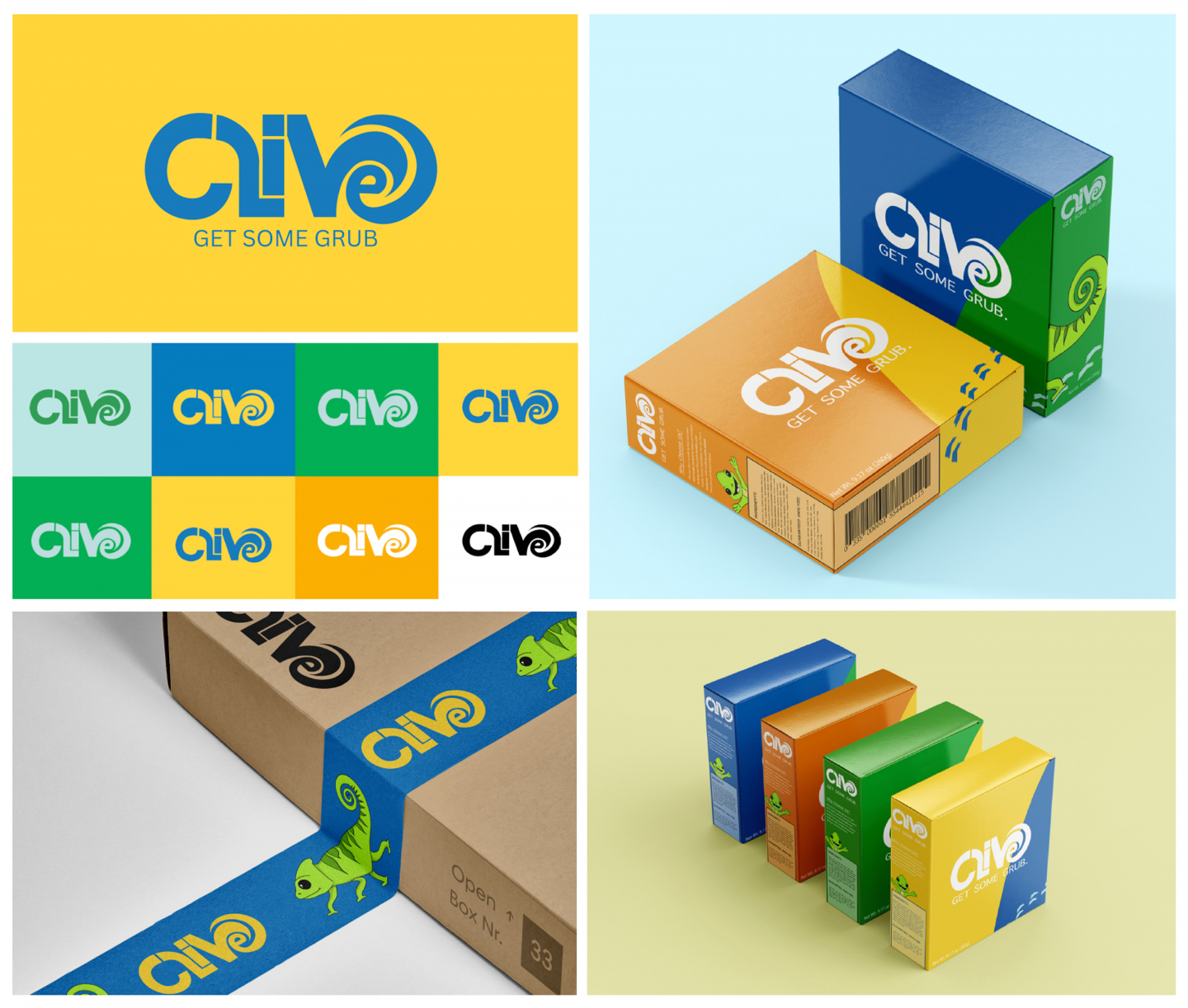 Clive chameleon food packaging design examples