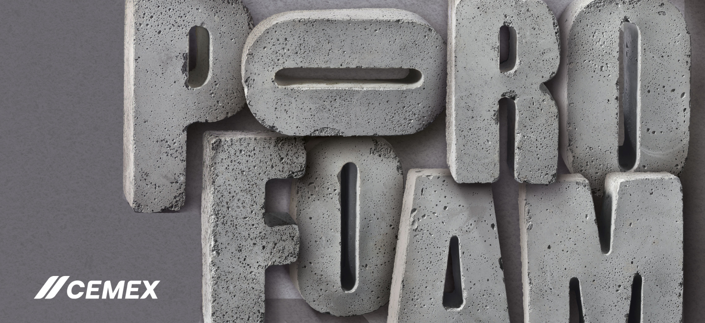 Porofoam shown as concrete letters