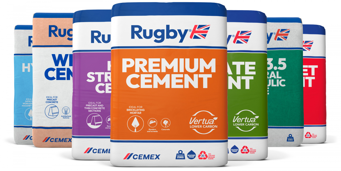 Line up of Rugby Cement Bags