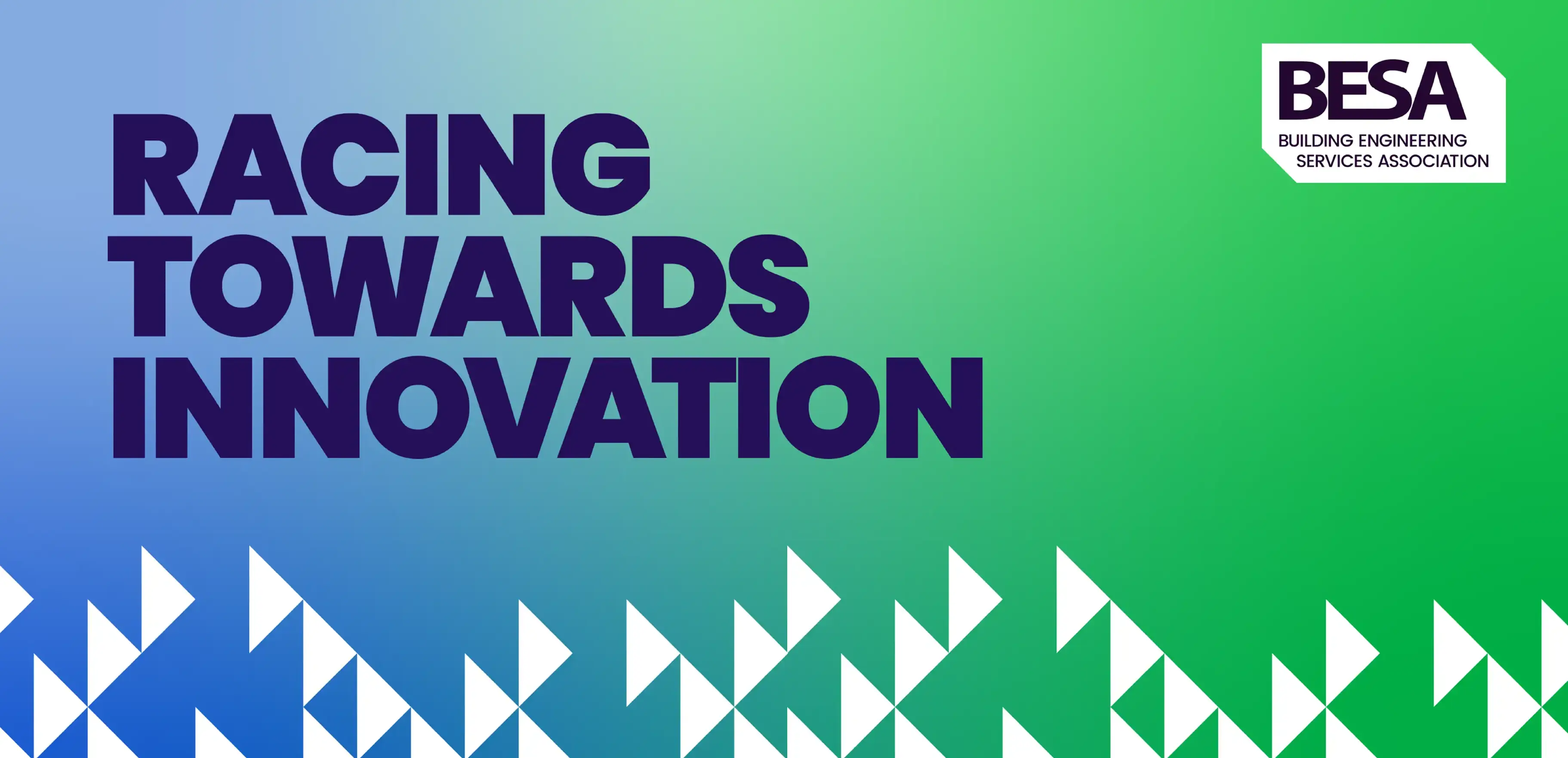 Besa annual conference 2025 "Racing Towards innovation" graphic, with blue and green background gradient.