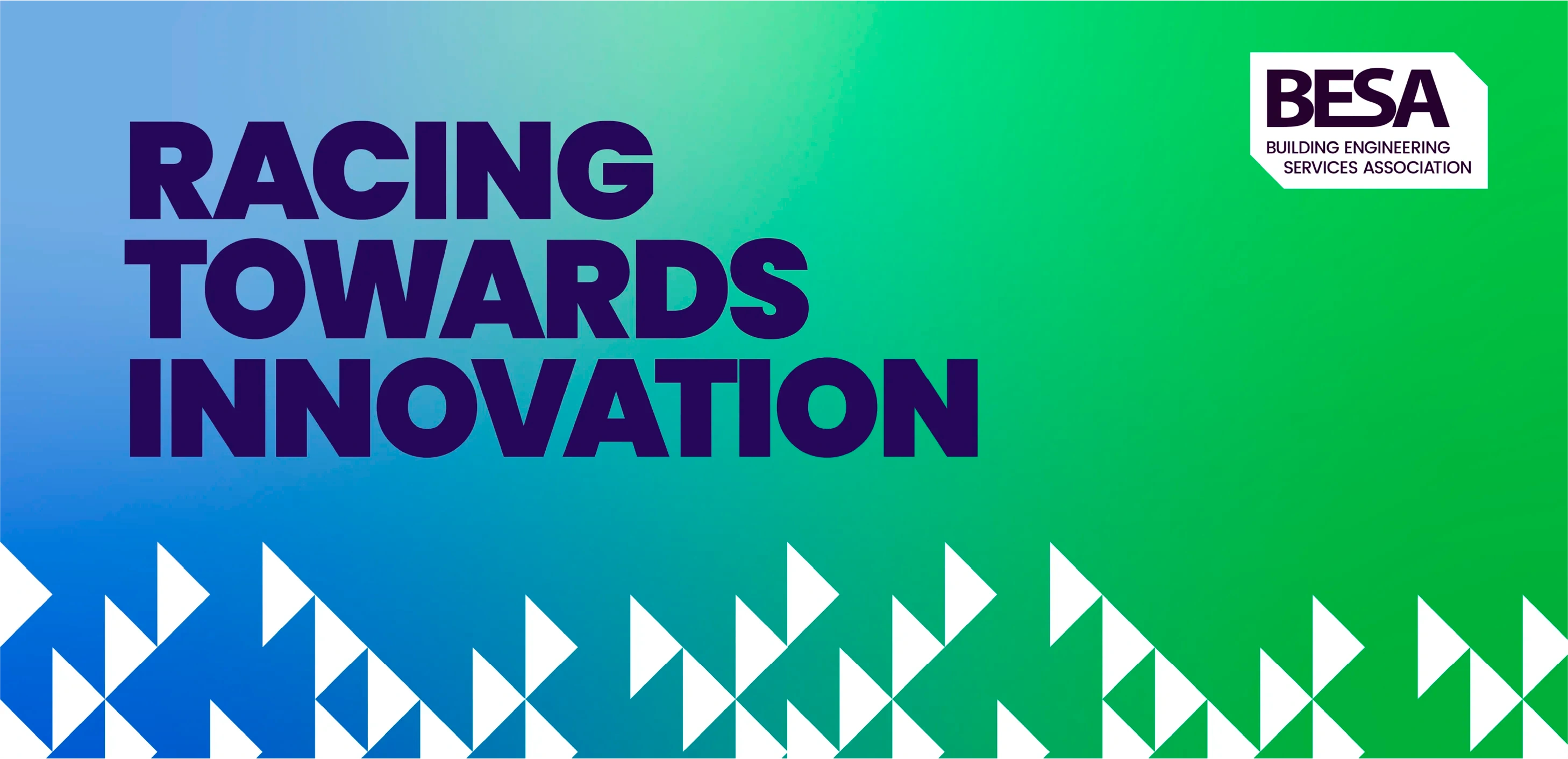 Besa annual conference 2025 "Racing Towards innovation" graphic, with blue and green background gradient.