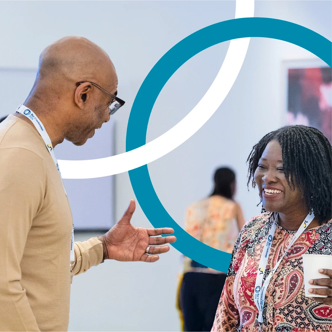 Using the Bar conference branding within lifestyle imagery 