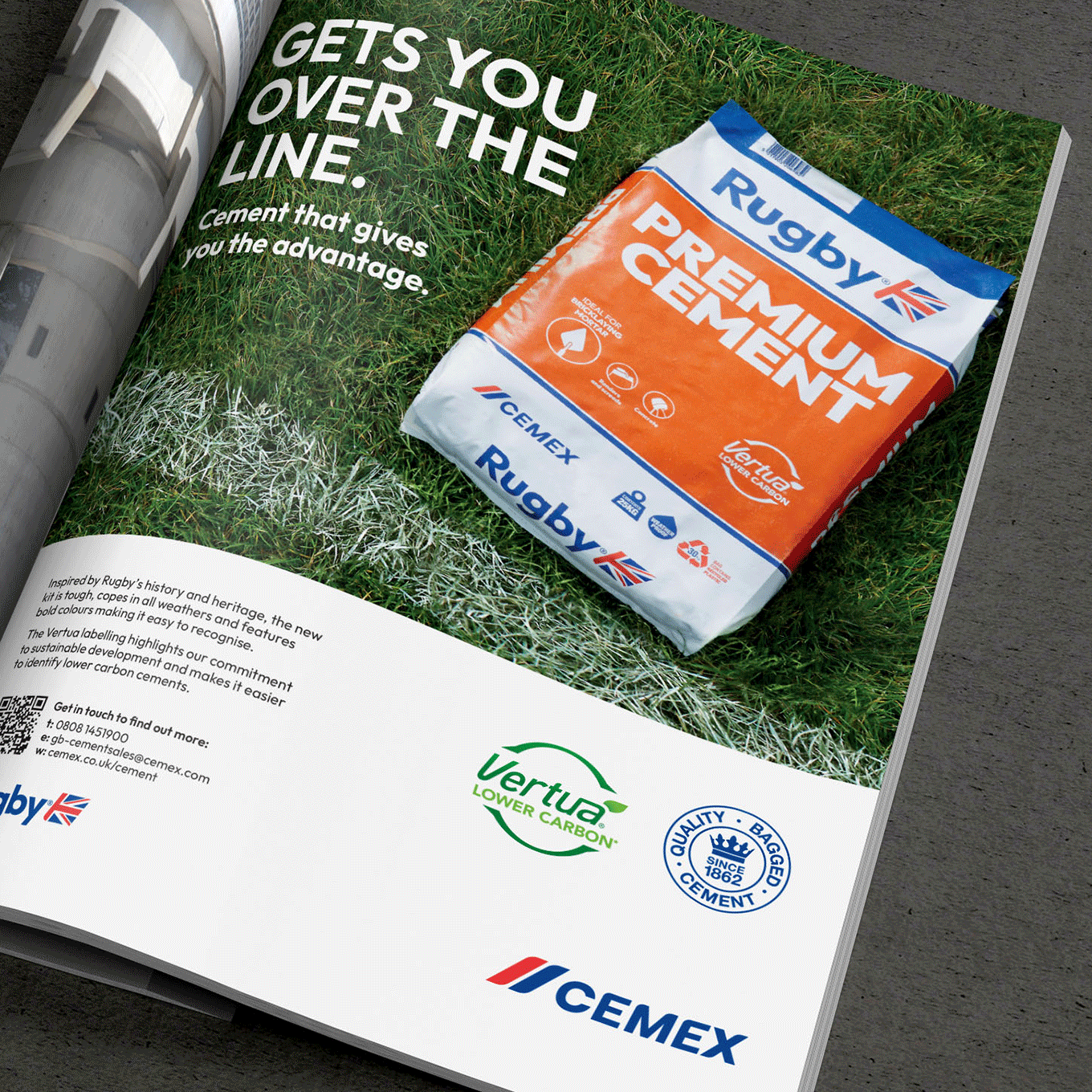 Gif showing various pieces of cemex packaging, magazines, social media, advertisments and flyers.