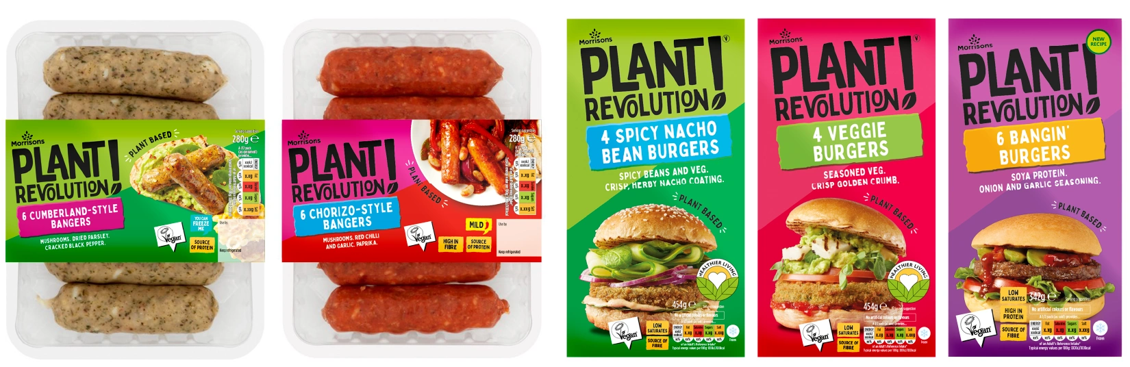 Plant revolution packaging designs across various products within the range. Including product photography styled and shot in our in house studio.