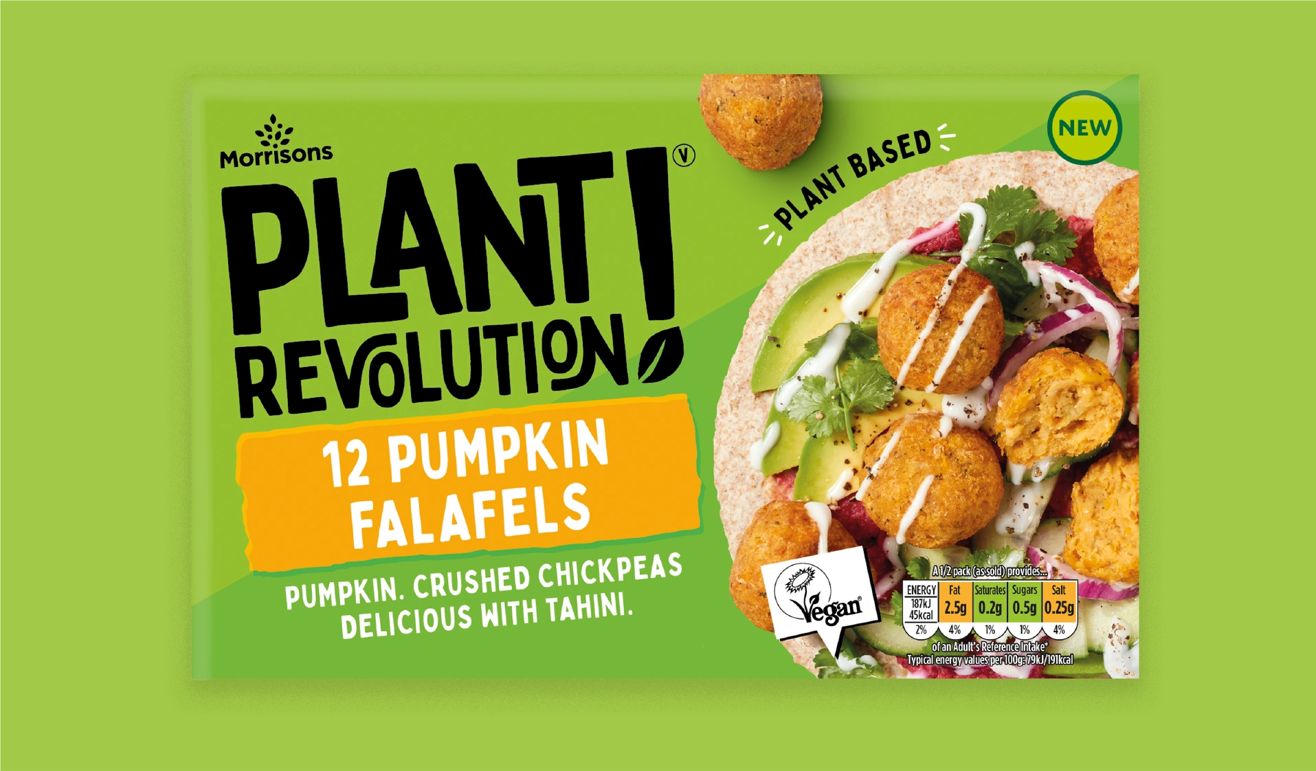 Product packaging of 12 Plant Revolution 12 Pumpkin Falafels.
