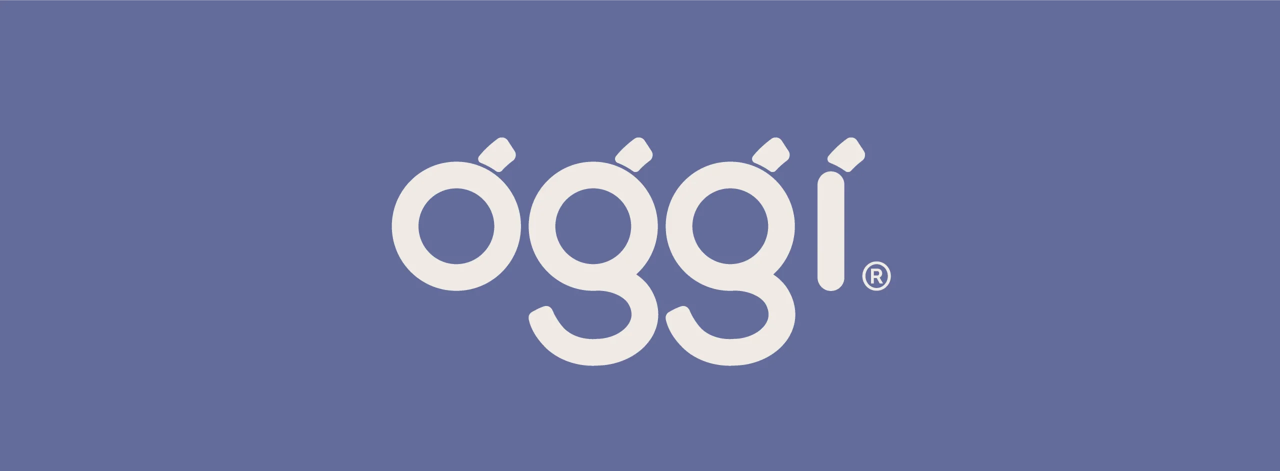Typographic Oggi logo set on the Oggi blue brand colour.
