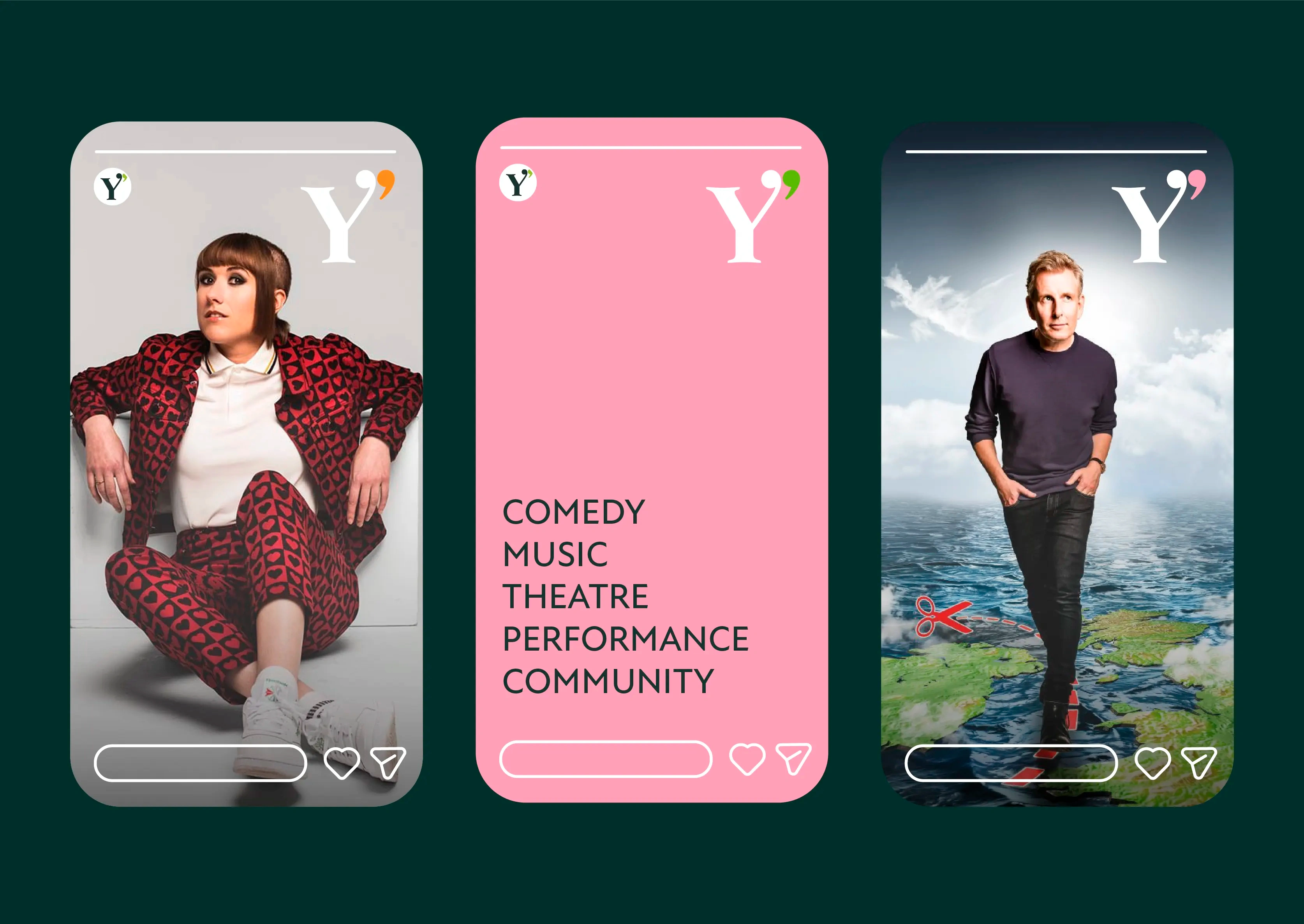 Three Mobile social post designs.